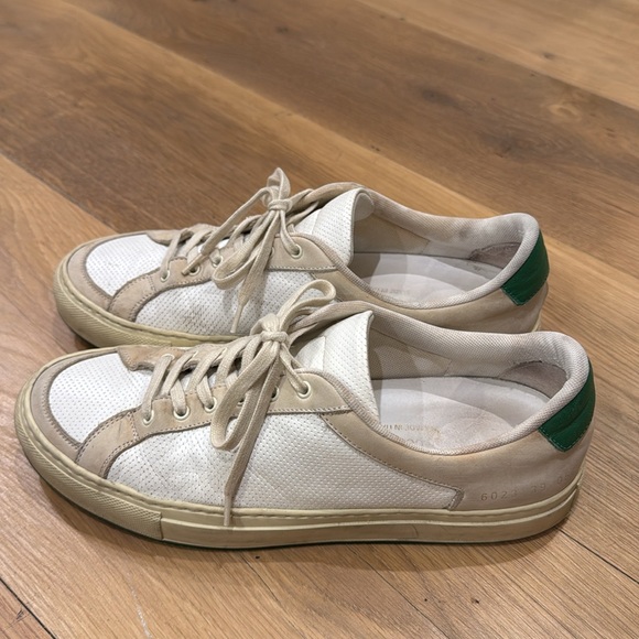 Common Projects White and Green Retro 70s Low Sneakers - Picture 4 of 10
